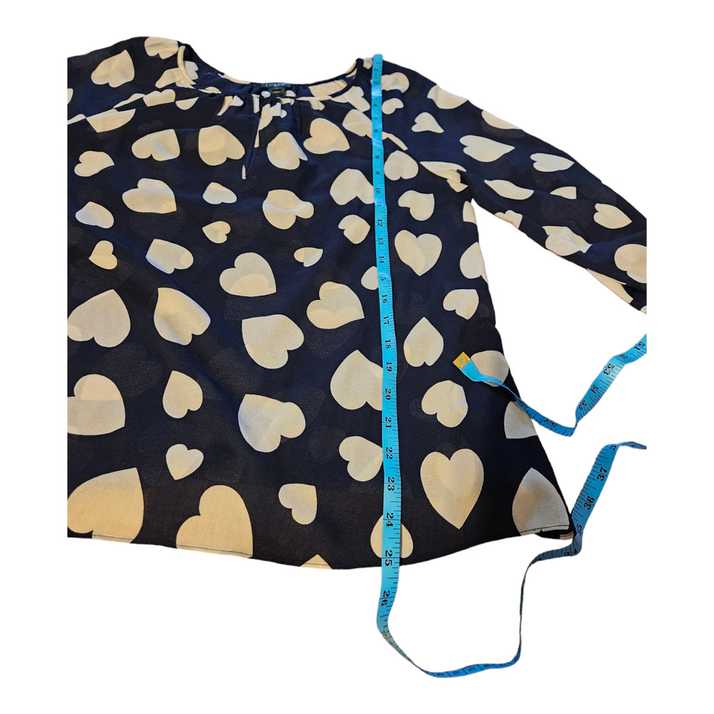 J. Crew Factory Navy and White Heart Blouse - Picture 8 of 8
